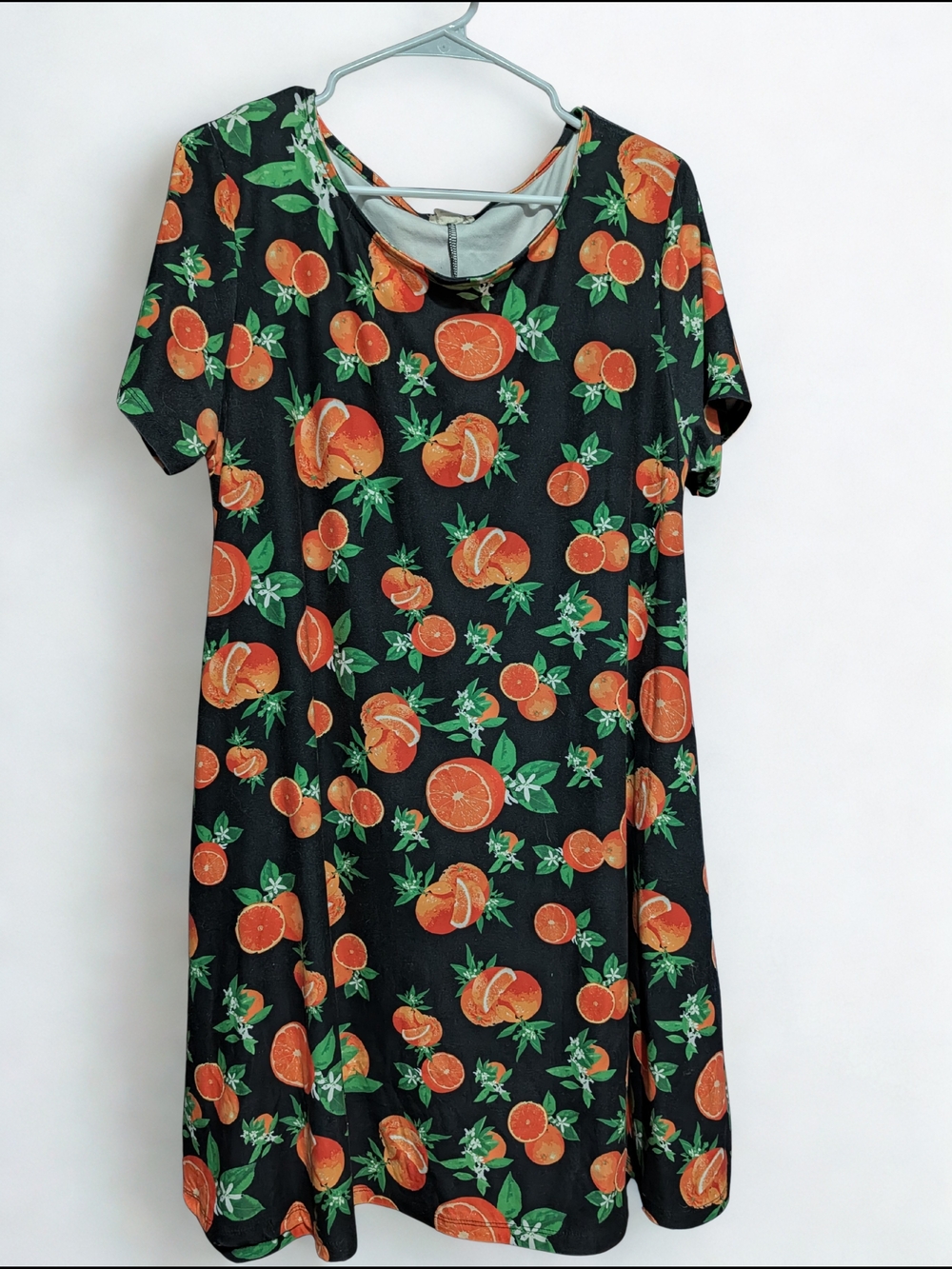 Yelete Black Dress with Orange Fruit Print